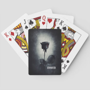 Goth Black Rose Dripping Blood on Black Grunge Playing Cards