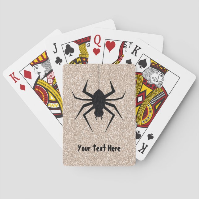 Goth Black Widow Spider Glitter Creepy Halloween Playing Cards (Back)