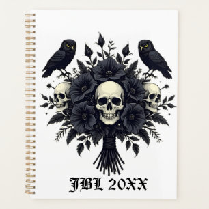 Goth Bouquet with Three Skulls and Two Owls Planner