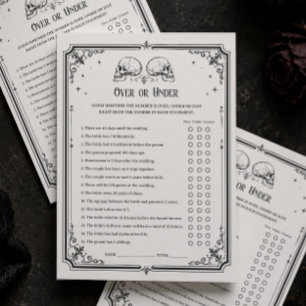 Goth Bridal Shower Over or Under Game Card