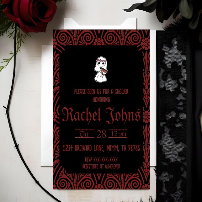 Goth Bridal Shower Skeleton Invite (Creator Uploaded)