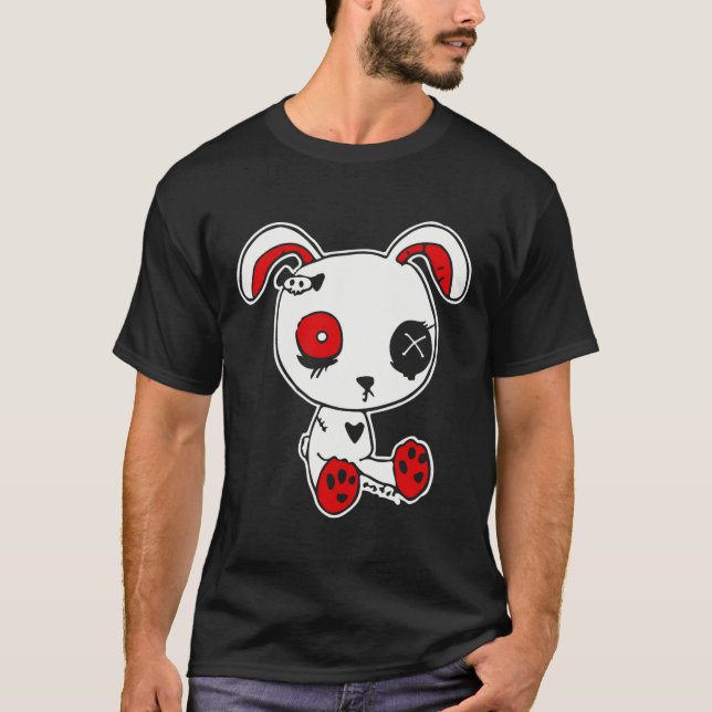 Goth Bunny Lazy Halloween Costume Scary Gothic  T-Shirt (Front)