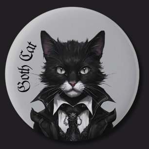 Goth cat Gothic grunge Witchy 2 Inch Round Button