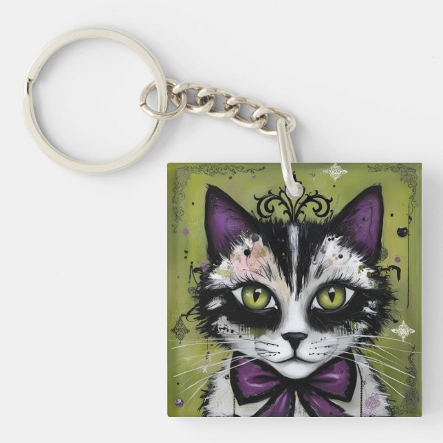 Goth Cat Keychain (Front)