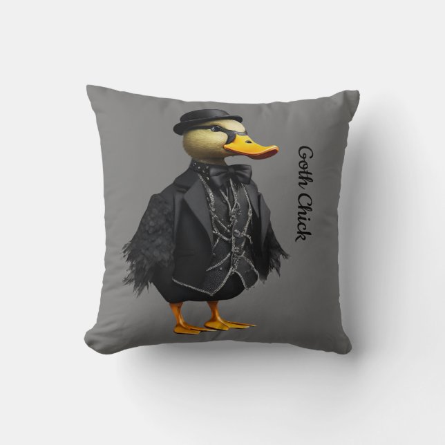 Goth Chic Gothic Chicken Throw Pillow (Front)