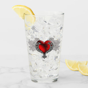 Goth Coeur rouge avec Angel Wings Coupe en verre