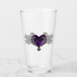 Goth coeur violet avec Angel ailes Coupe en verre