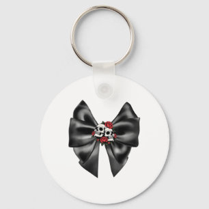 Goth Coquette Two Headed Rose Skull Big Black Shin Keychain