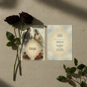 Goth Couple Zombie Halloween Wedding RSVP Card