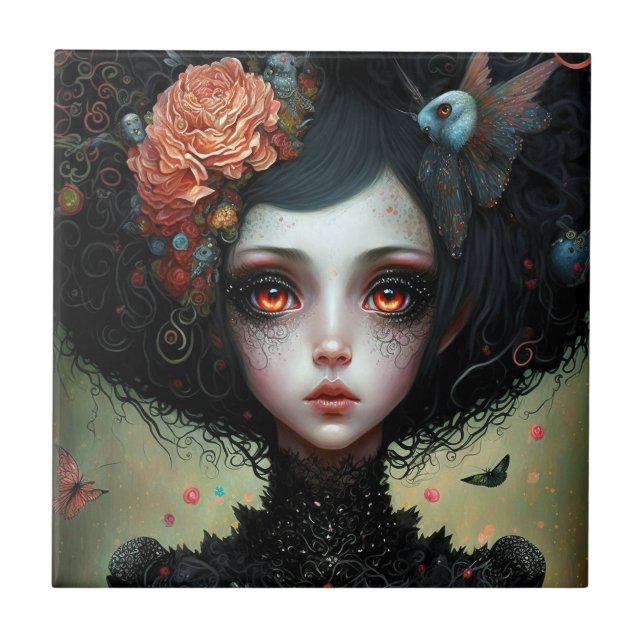 Goth Creepy Cute Girl Gothic Tile (Front)