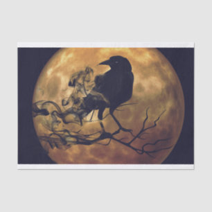 Goth Crow  Orange Moon Decoupage Tissue Paper