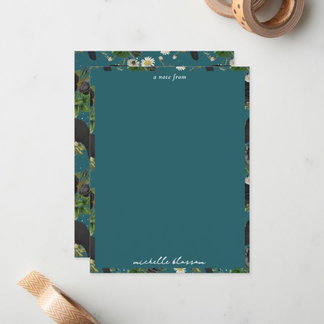 Goth Crows & Black Roses Deep Teal Pattern Card (Front/Back In Situ)