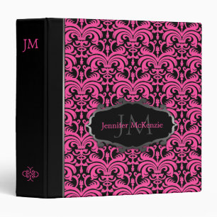 Goth Damask Black and Pink (any colour) binder