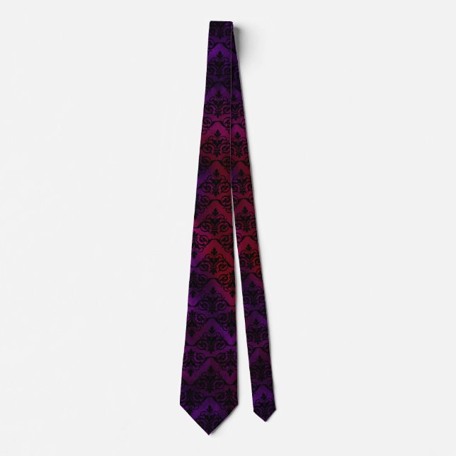 Goth Damask with Black over Purple and Red Tie (Front)