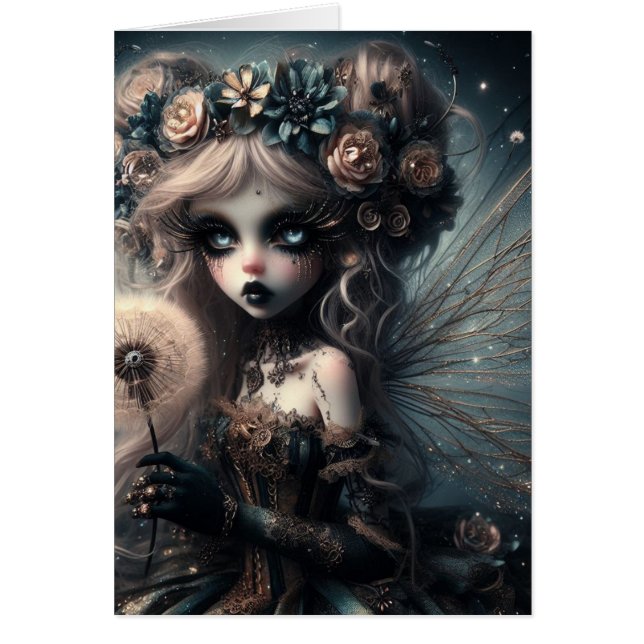 Goth Dandelion Fairy All Occasions Blank Inside  (Front)