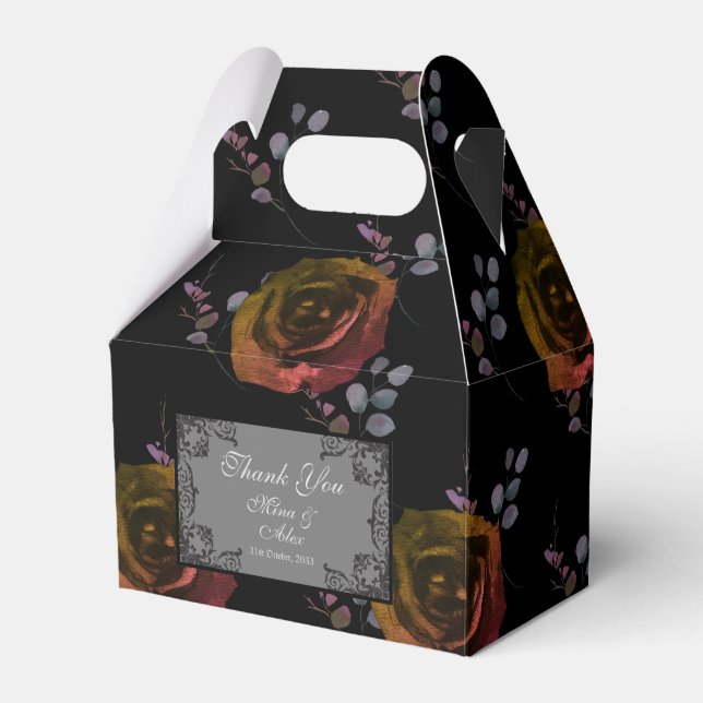 Goth Dark Crimson Roses Custom Favor Box (Front Side)