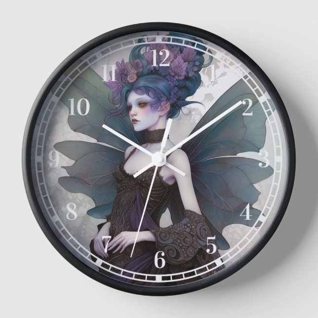 Goth Dark Fairy Girl Fantasy Art Clock (Front)