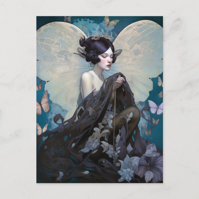 Goth Dark Fairy Girl Fantasy Art Postcard (Front)