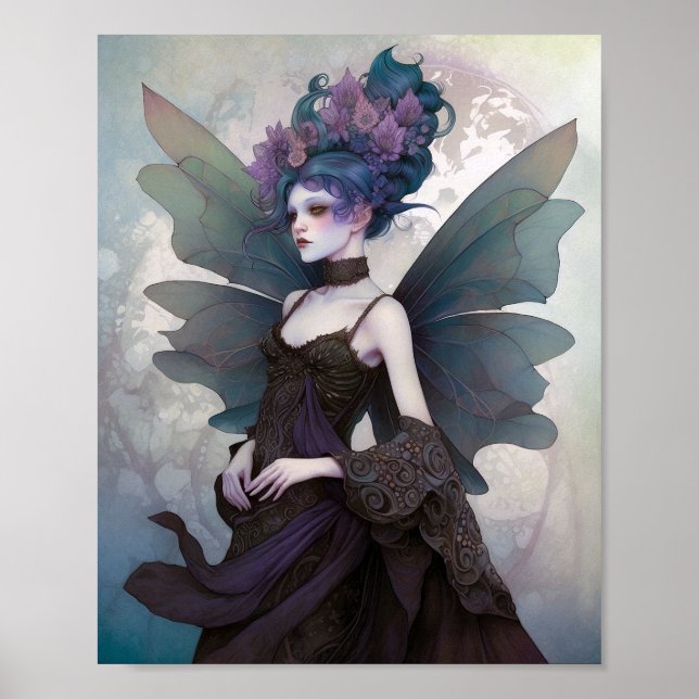 Goth Dark Fairy Girl Fantasy Art Poster (Front)