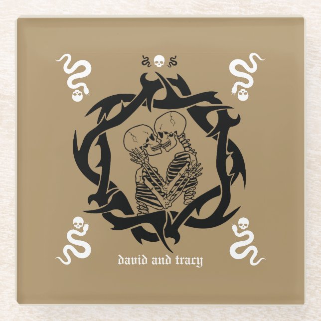 Goth Dark Romantic Lovers Gift Glass Coaster (Front)