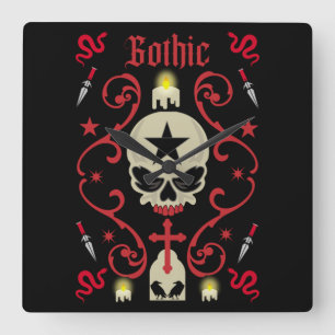 Goth Day Gothic Art Square Wall Clock