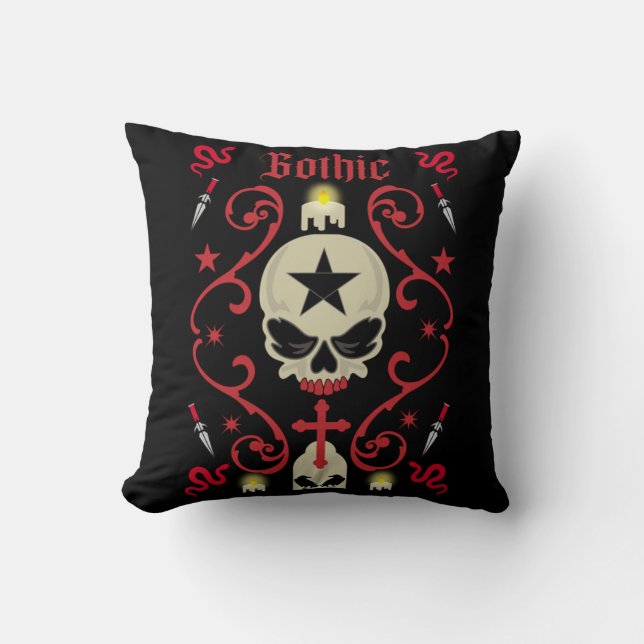 Goth Day Gothic Art Throw Pillow (Front)