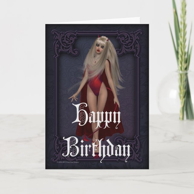 Goth Devil Woman 3 Bonne carte d'anniversaire (Devant)