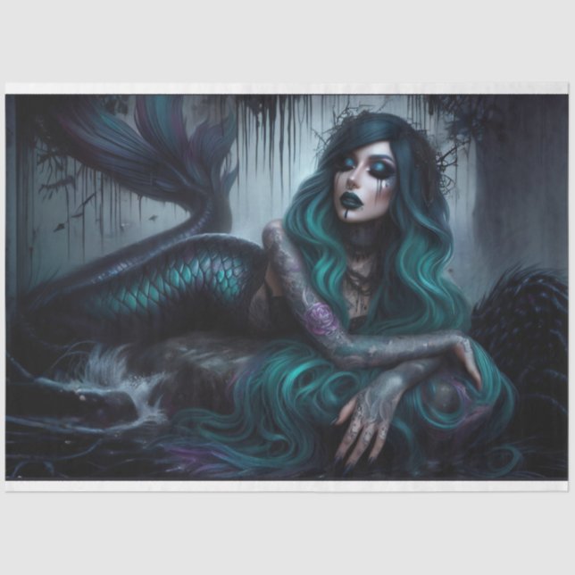 Goth Drip Mermaid Tissue Paper (Front)