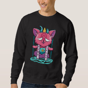 Goth Evil Cat Satanic Pentagram Satan Cat Lover C Sweatshirt