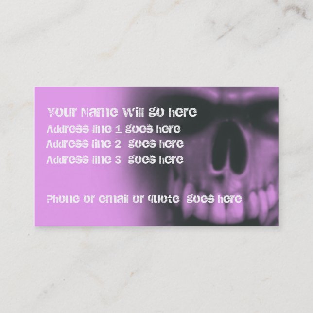 Goth Evil Skull on pink Business Card 2 (Front)