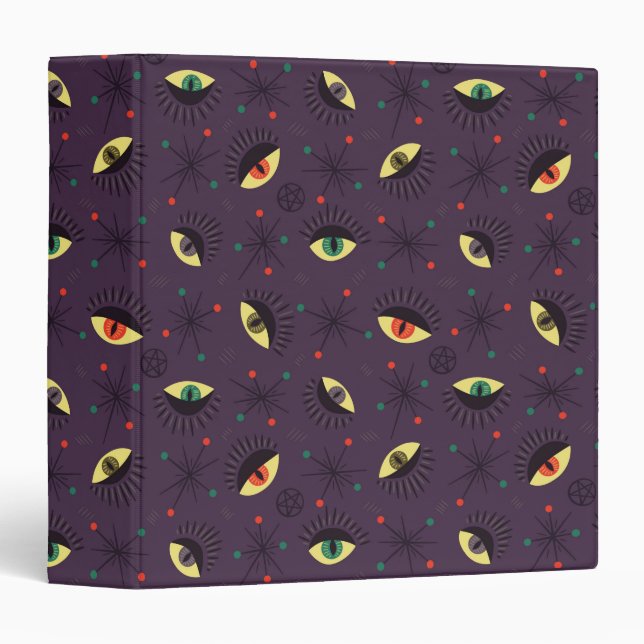 Goth Eyes Witchy Purple Pattern Occult Binder (Front/Spine)