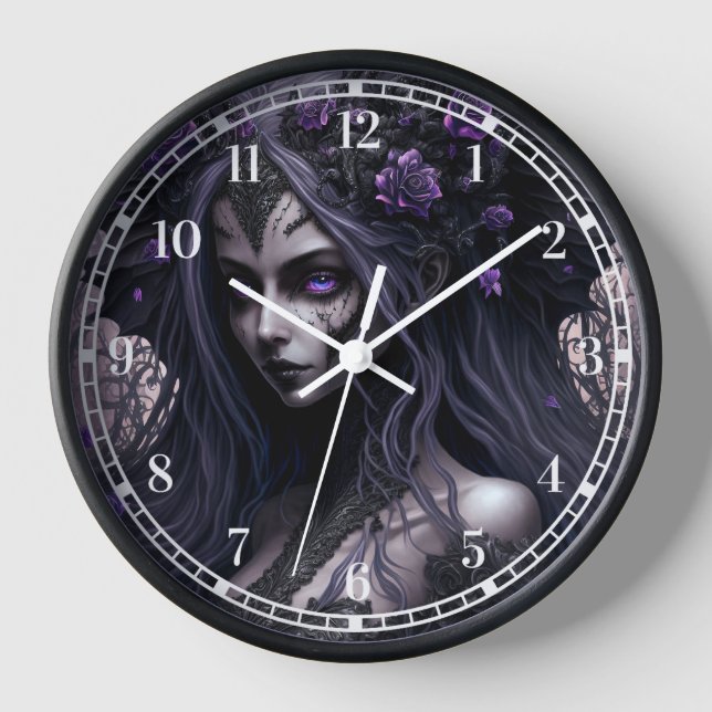 Goth Fairy Dark Fantasy Art Clock (Front)