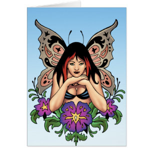 Goth Fairy with Flowers, Butterfly Wings by Al Rio