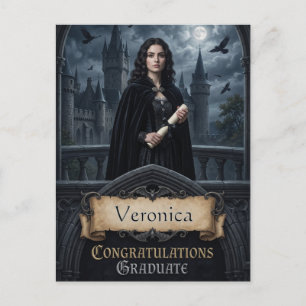 Goth Fantasy Graduation Greeting with Custom Name Postcard
