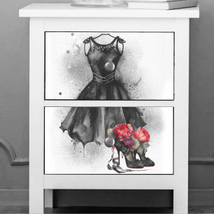 Goth Fashion Black Dress and High Heels Abstract Tissue Paper
