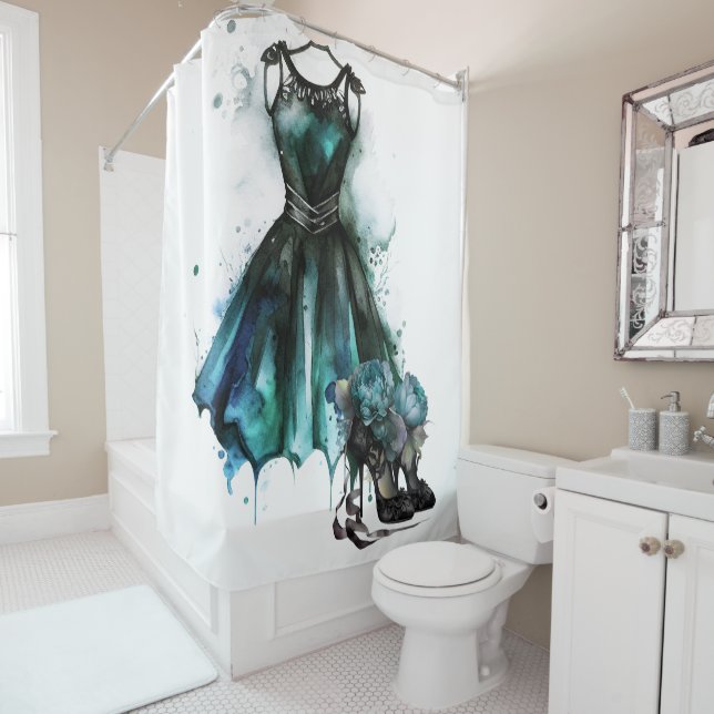 Goth Fashion | Teal Dress with High Heels Abstract (In Situ)