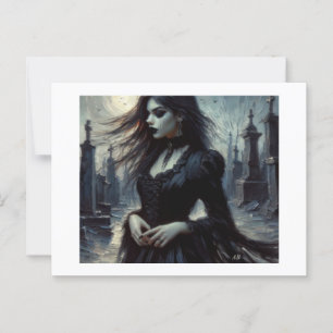 Goth Female Among The Graves,  Postcard