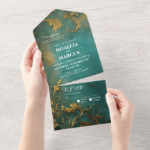 Goth Floral Teal And Gold 