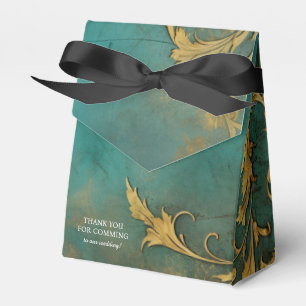 Goth Floral Teal And Gold Favor Box