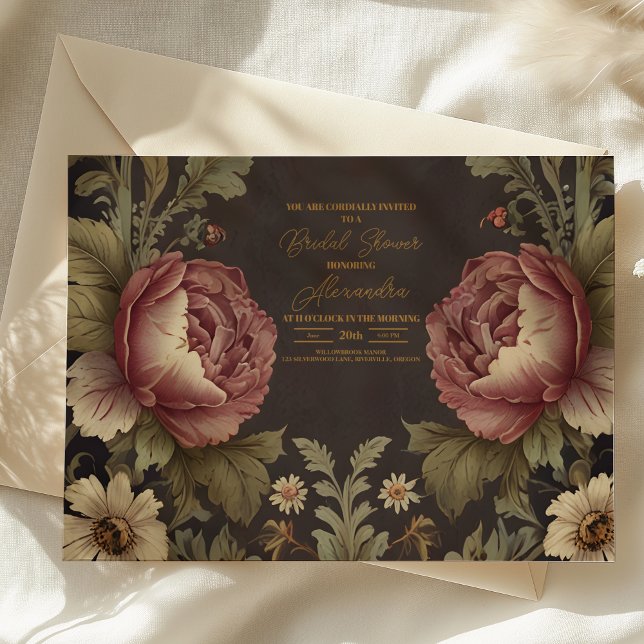 Goth Floral Victorian Bridal Shower Invitation (Creator Uploaded)