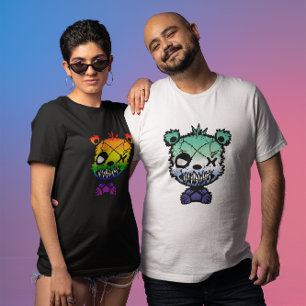 Goth Gay MLM Pride Flag Coloured Bear T-Shirt