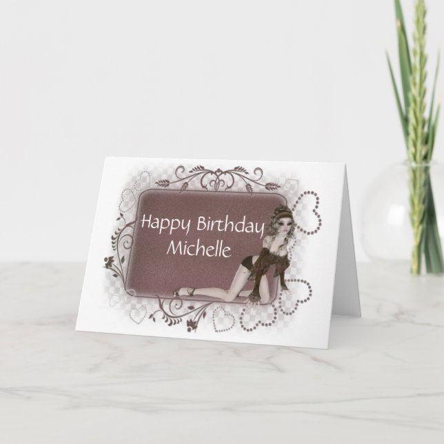 Goth Girl Customizable Birthday Card (Front)