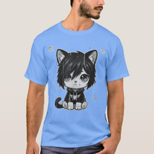 Goth Girl Emo Gothic Cat Punk Dark Music Grunge Cu T-Shirt
