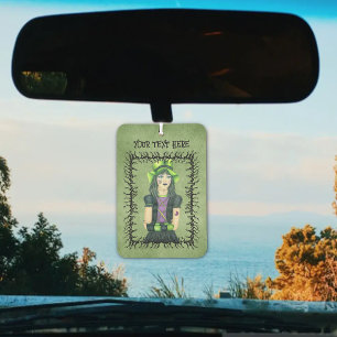 Goth Girl Green Hat Tattoes Barbed Branches Green Air Freshener