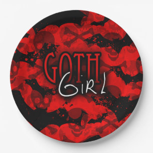 Goth Girl Paper Plate