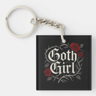 Goth Girl Red Rose Thorns Typographie Floral Gothi