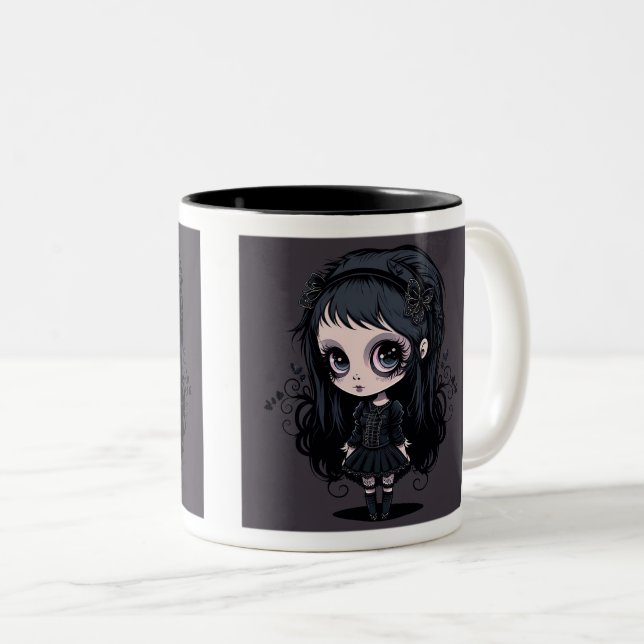 Goth Girl Two-Tone Mug, 11 oz  Coffee Mug (Front Right)
