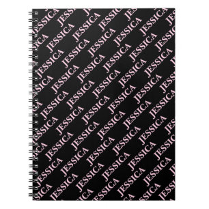 Goth Girly Pink & Black Name Feminine Office Notebook