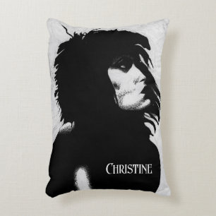 Goth Goddess Portrait Original Art Black White Accent Pillow