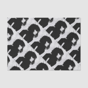 Goth Goddess Portrait Original Art Black White Tissue Paper